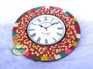 Horloge murale analogique artisanale design et tendance avec marbre multicolore, design élégant par INAM HANDICRAFTS - Product Image 3