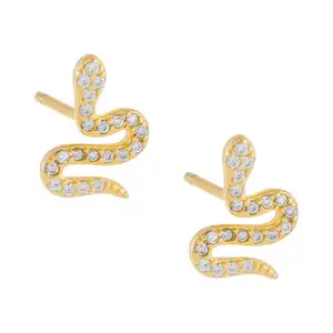 Luxury Jewel 925 Silver Cute Pave CZ Mini Snake Earring Stud