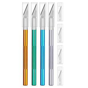 Hot <b>Sale</b> Offer 4 Pieces Craft <b>Knife</b> Hobby <b>Knife</b> With Stainless Steel Blades Kit <b>for</b> Cutting Carving Art Creation Nail Care Tool - Product Image 5