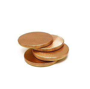 Juego de 4 Posavasos de Latón Martillado, Forma Redonda, Tamaño Personalizado, Juego de Posavasos para Uso en el Hogar y Hoteles - Product Image 1