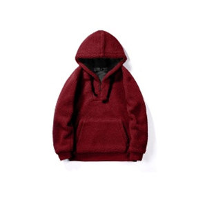 Pull à capuche en fausse fourrure pour hommes, sweat-shirt personnalisable de haute qualité, couleur unie, robuste, vêtements d'hiver - Product Image 4