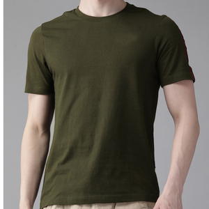 T-shirts unis à manches courtes pour hommes, vêtements de fitness, t-shirt en coton et élasthanne lavé pour hommes - Product Image 3