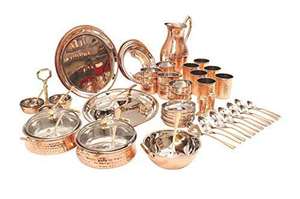 Juego de cena de latón y cobre puro para el hogar, conjunto de vajilla Maharaja Thali (cobre), el último diseño, la mejor y de alta calidad - Product Image 2