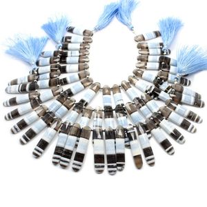 Cuentas de piedras preciosas biológicas facetadas de ópalo azul de 8 pulgadas de alta calidad, cuentas de piedra sueltas naturales con forma de palo para fabricación de joyas de pulsera - Product Image 5