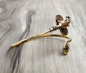 Indio Metal de latón joyas de elefante cara redonda brazalete pulsera - Product Image 2