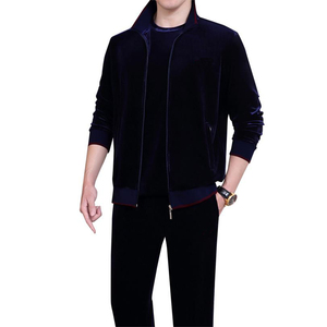 Velvet/velour Gsm 320-340 Men Tracksuit Set Custom logo Embroidery Custom <b>Slim</b> Fit Soccer Nylon Men Winter Tracksuit - Product Image 2