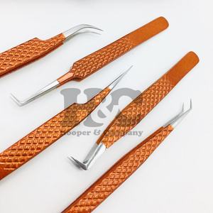 Offres exceptionnelles : Pinces à extensions de cils personnalisées avec logo, nouveau style, en acier inoxydable, avec emballage premium, pinces à cils en vison plat - Product Image 2