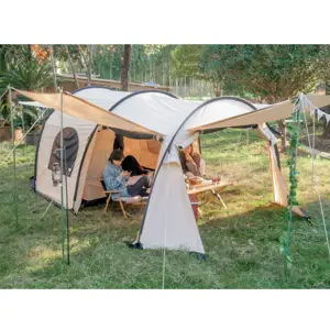 Tienda de campaña impermeable de doble capa para acampar al aire libre, carpa de tubo de polialgodón para 4 personas