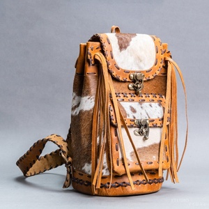 Hair On Cowhide Leather <b>Backpack</b> Bag Southern Multi Pockets Travel <b>Backpack</b> Cowhide Fur <b>Backpack</b> Bag - Product Image 1