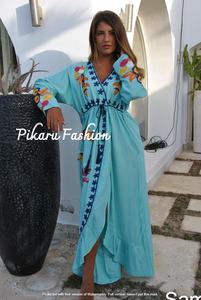 2024 Dubai árabe con cuentas de manga larga caftán marroquí vestido musulmán bordado a mano vestido - Product Image 4