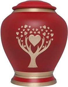 Urna de cremación hecha a mano grabada de metal pintada a mano brillante de tamaño adulto estándar para cenizas humanas - Product Image 4