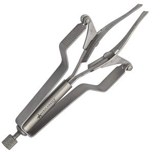 Pinzas automáticas de acero inoxidable para cejas y pestañas inclinadas rectas satinadas, puntas redondeadas, herramienta para desplumar cejas - Product Image 6