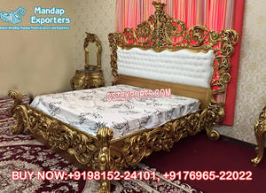 Modern Solid Teak Wood <b>Bed</b> With Side <b>Stools</b> Black Finished Teak Wood <b>Bed</b> With Nightstands Teak Wood Bedroom Furniture Set - Product Image 4