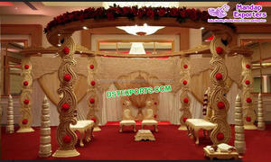 Deslumbrante rústico Maharani boda Mandap rústico indio boda Mandap decoración fantástica boda Mandaps decoraciones Canadá Emiratos Árabes Unidos - Product Image 6