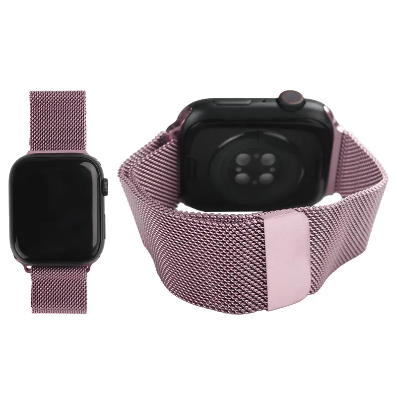 Watch Band Apple Series SE 7 6 5 4 3 2 1 44 45 MM Stainless Steel Mesh Loop Magnetic Clasp Replacement Strap
