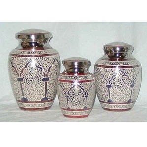 Urna de cremación redonda de Metal y plata para adultos, urna para cenizas de estilo americano/europeo - Product Image 1