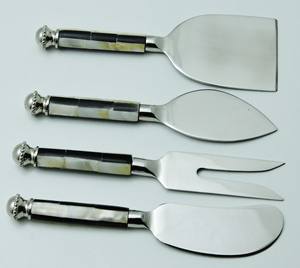 Juego de 4 cuchillos de queso de acero inoxidable con mango de Color antiguo negro, juego de cubiertos de alta calidad de acero inoxidable - Product Image 6