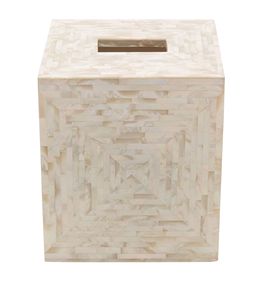 Boîte à mouchoirs en nacre design moderne accessoires de bureau brillants décor porte-serviettes en nacre blanche à vendre - Product Image 6