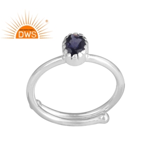 Natural Oval Shaped Iolite Gemstone <b>Ring</b> Manufacturer <b>925</b> Fine Sterling <b>Silver</b> Girl's Fashion <b>Ring</b> Supplier - Product Image 1