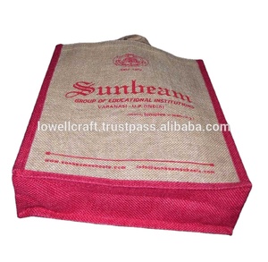 Sunbeam Custom Printed Jute Shopping <b>Bag</b> <b>Medium</b> <b>Size</b> Red Logo Advertising Use Hand Length Handle - Product Image 4