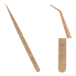 Pince à épiler dorées pour faux cils, 12cm, 1 pièce, crochet de greffage en forme, pincettes, Extension de cils - Product Image 1
