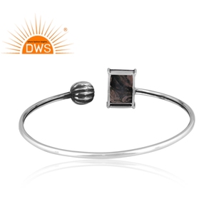 Oxydé 925 Sterling Silver Naturel Mousse Agate Pierres Précieuses Buggette Conception Bracelet Bijoux Pour Femmes Cadeau Pour Elle - Product Image 3