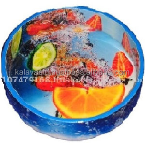 Bandeja de madera de sándalo estilo Arte popular con acabado brillante de cerámica Técnica pintada a mano - Product Image 2