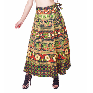 Rajasthani Art Print Stylish Ladies Cotton Wrap Around <b>Skirts</b> - Product Image 1