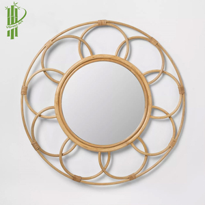 Espejo de mimbre tejido hecho a mano, decoración de pared para el hogar, bohemio - Product Image 5