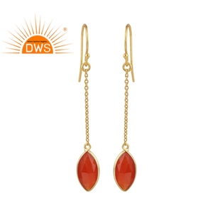Gema de ónix roja Natural, diseñador de joyería, proveedor de oro de 18k, cadena de plata chapada en oro, pendientes, fabricante de joyería - Product Image 1