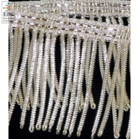 Frange en tissu de bouillon d'argent de qualité industrielle, ornements faits main en fil métallique spiralé plaqué argent, pour vêtement liturgique