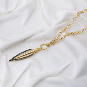 สีดำเพทายหอกเสน่ห์สายจี้สร้อยคอตุรกี925สเตอร์ลิงเครื่องประดับเงินสำหรับผู้หญิง - Product Image 4