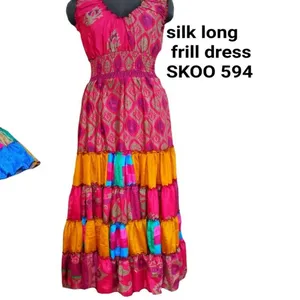 印度真丝莎丽裙长碎花印花包绕裙2021时尚夏季沙滩裙GM-WA0114