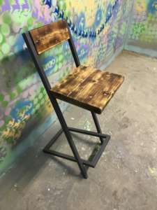 Muebles industriales, último estilo, asiento de madera maciza y silla de Pub con Base de hierro, estilo minimalista, silla de Bar, silla de restaurante y Pub Bar - Product Image 6