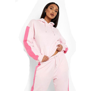 Sweatsuit Solid Color <b>Knitted</b> Trousers Long Sleeve Women Tracksuit Pocket Two Piece Set Hoodie Set - Product Image 4