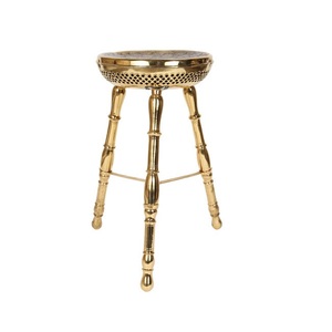 Round Seat <strong>Covered</strong> Copper Plated Contrast Bar Stool Black Finishes Metal Bar Stools/Barstool/High Bar <strong>Chair</strong> With Foot Rest Stool - Product Image 2
