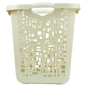 Cesta de plástico para lavanderia, cesta de plástico para roupas sujas com alças, caixa de armazenamento para roupas do banheiro 40*40*45cm