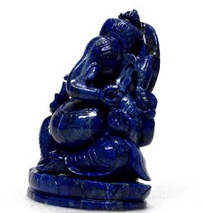 Figurine religieuse Ganesha en lapis-lazuli naturel |   Objet de collection sculpté à la main - Product Image 3