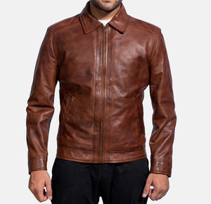 แจ็กเก็ตมอเตอร์ไซค์100% หนังวัวแท้ทรงบางพอดีกันน้ำคอตั้งใช้ได้กับทุกขนาด - Product Image 2