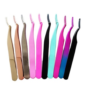 Outil d'applicateur de cils de Volume de pinces à cils à pointe colorée incurvée en acier inoxydable de haute qualité pour les professionnels de la beauté - Product Image 6