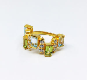 ผู้ค้าส่งที่กำหนดเองทำด้วยมือ Unisex หลายสีแหวนพลอยเงินสเตอร์ลิง925ชุบทองคดเคี้ยวไปมาผู้ผลิตเพชร - Product Image 2