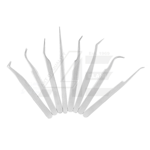 Pince à épiler professionnelle pour extensions de cils ODM OEM personnalisée, lot de 8 pinces droites et courbées à pointe isolante 2026 - Product Image 3