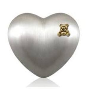 Urne souvenir coeur élégante faite à la main pour les cendres coeur enduit d'étain uni avec urne souvenir support - Product Image 2