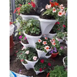 垂直堆叠花盆14 ''飞碟，园艺种植机适合草莓，草本植物和花卉花瓶花盆花篮