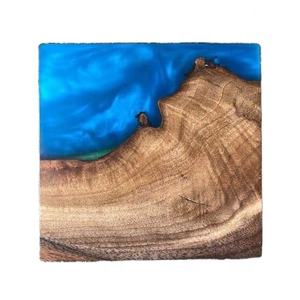 Posavasos Indio de Madera y Resina Epoxi con Caja, Posavasos para Taza de Té, Estilo Indio y de Madera por Lametierartz para Decoración de Interiores - Product Image 1