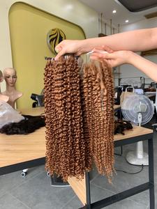 Extensiones de Cabello Humano Remy Vietnamita con Textura Rizada, Puntas Completas Teñidas, Rizos Largos Marrón Piano - Product Image 1