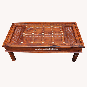 Mesa de Centro de Madera Maciza de Mango Reciclada, Tallada a Mano, Estilo Antiguo, para Hogar, Oficina, Restaurante, Hotel, con Diseño Único - Product Image 6