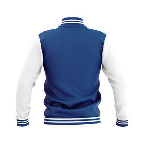 Veste universitaire personnalisée bleu marine et blanc, corps en laine, manches en cuir véritable, veste de baseball style Letterman - Product Image 2