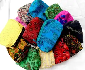Vintage Zijde Cosmetische Zakken Handgemaakte Vintage Zijden Sari Make Up Bag, Zijde Wc Tas