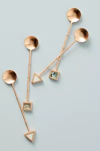 Cuillère de mariage en acier inoxydable couleur or rose avec poignée en nacre de l'Inde Ustensiles de cuisine idéaux Vaisselle d'hôtel Accessoire de table - Product Image 3